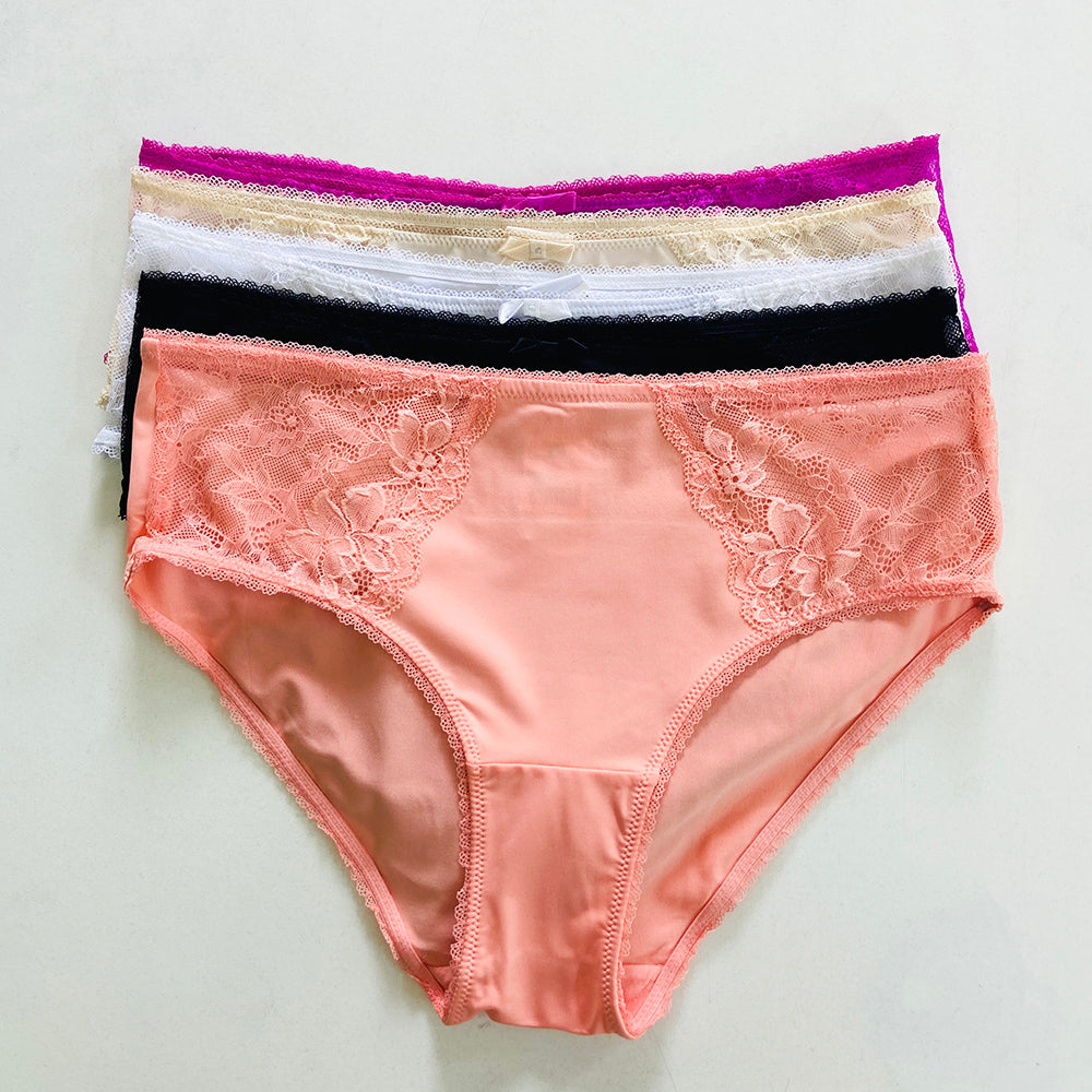 Womens High Waisted Stretch Lace Full Brief Panty