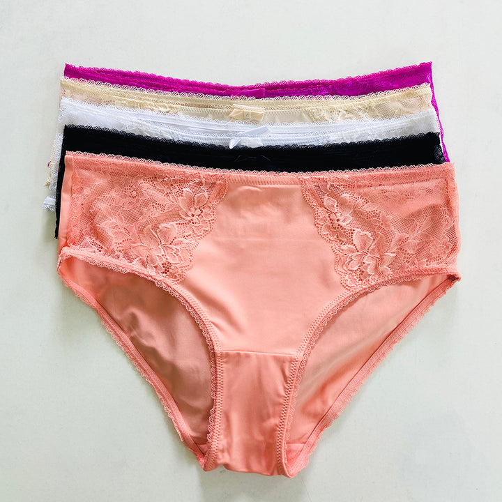 Womens High Waisted Stretch Lace Full Brief Panty