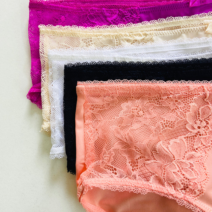 Womens High Waisted Stretch Lace Full Brief Panty