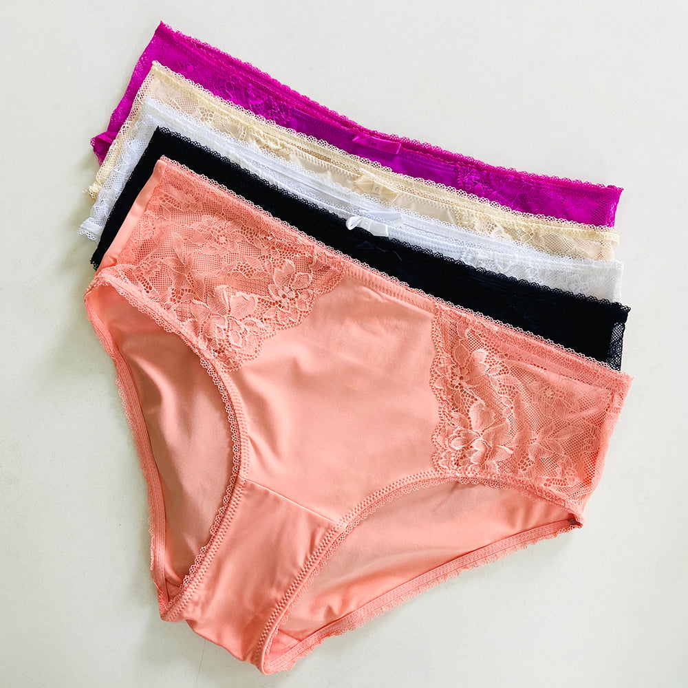 Womens High Waisted Stretch Lace Full Brief Panty