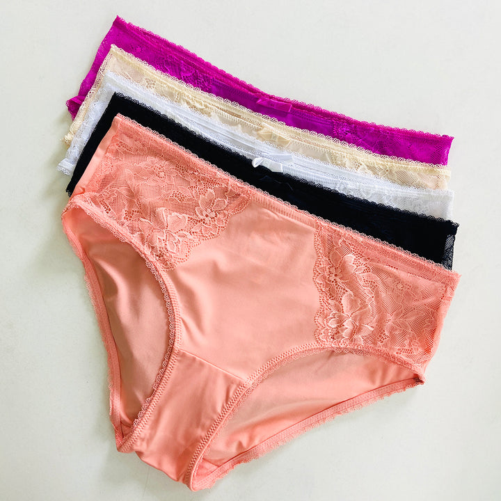 Womens High Waisted Stretch Lace Full Brief Panty