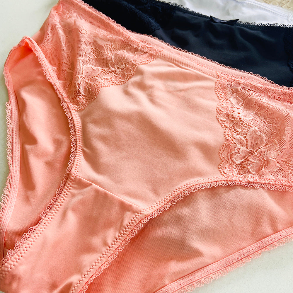 Womens High Waisted Stretch Lace Full Brief Panty