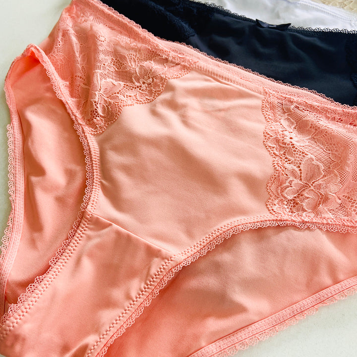 Womens High Waisted Stretch Lace Full Brief Panty