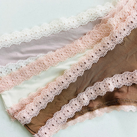 Womens 3 Pack Lace Trim Microfiber Brazilian Thong