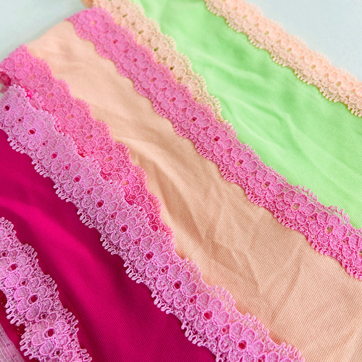 Womens 3 Pack Lace Trim Microfiber Brazilian Thong