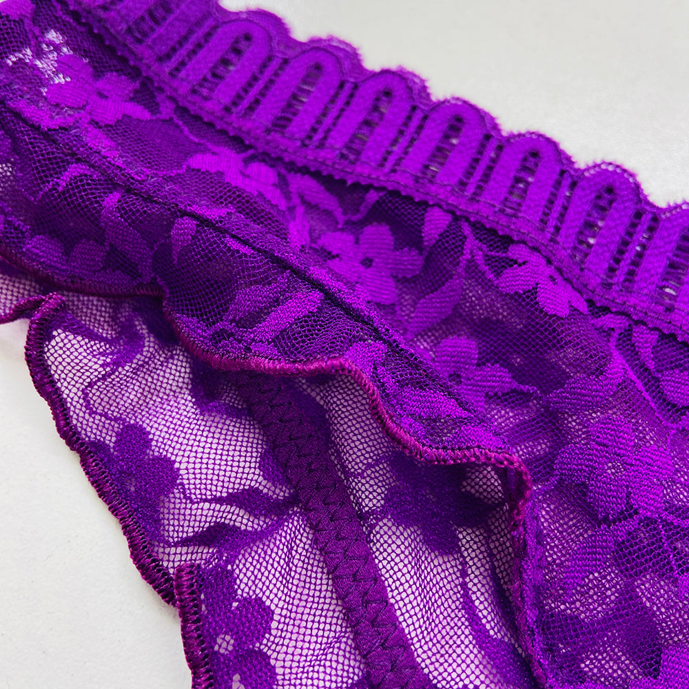 Ladies Lace Thong with Side Ruffles