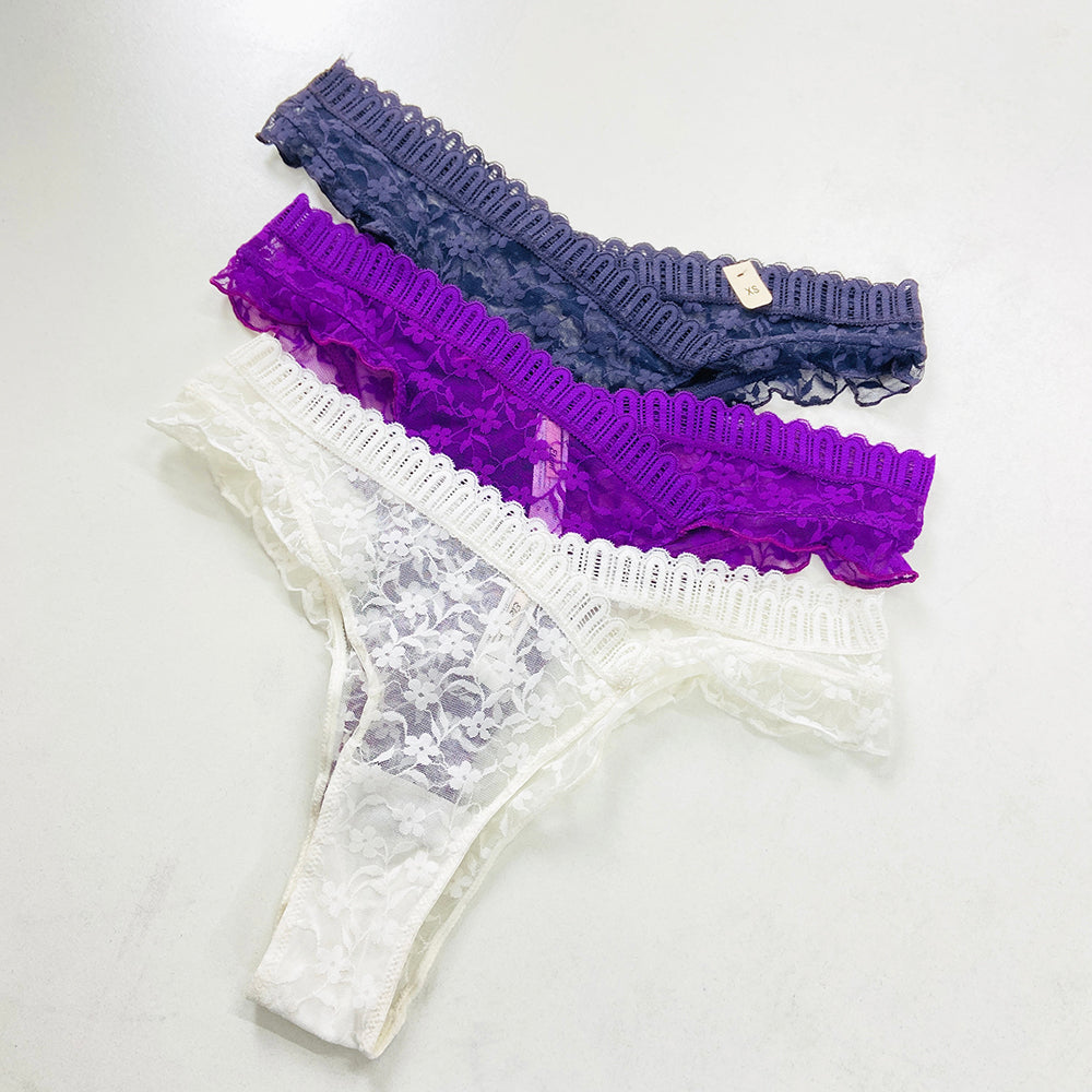 Ladies Lace Thong with Side Ruffles