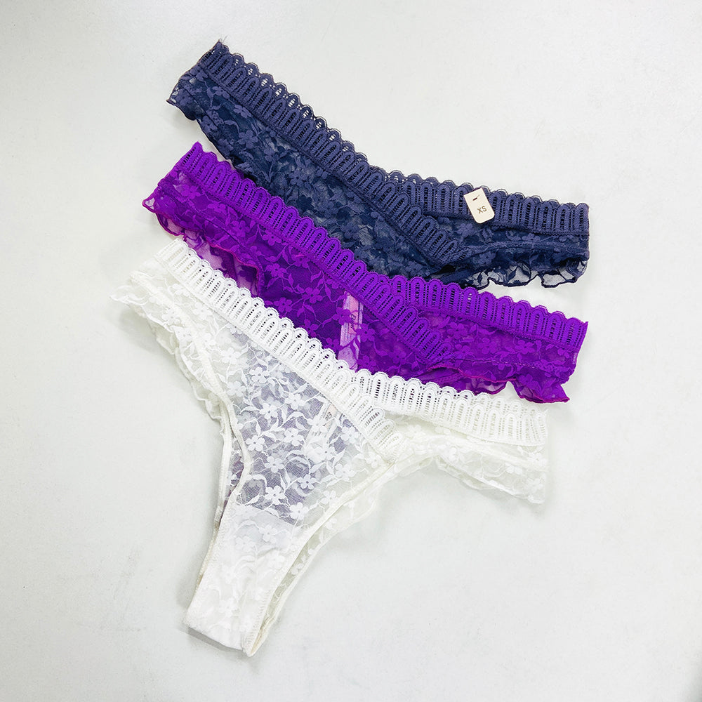 Ladies Lace Thong with Side Ruffles