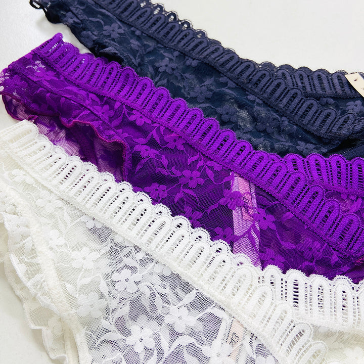 Ladies Lace Thong with Side Ruffles
