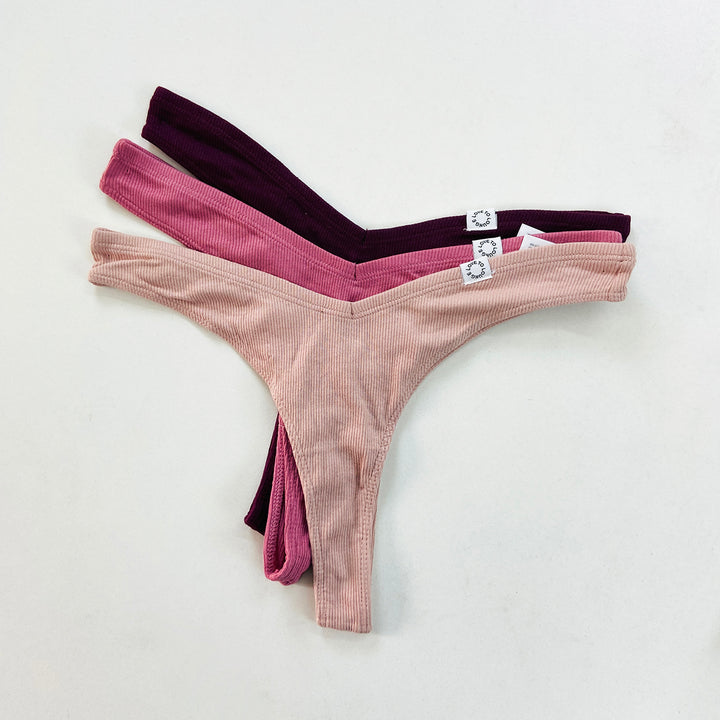 3pk Ribbed Miami Thongs