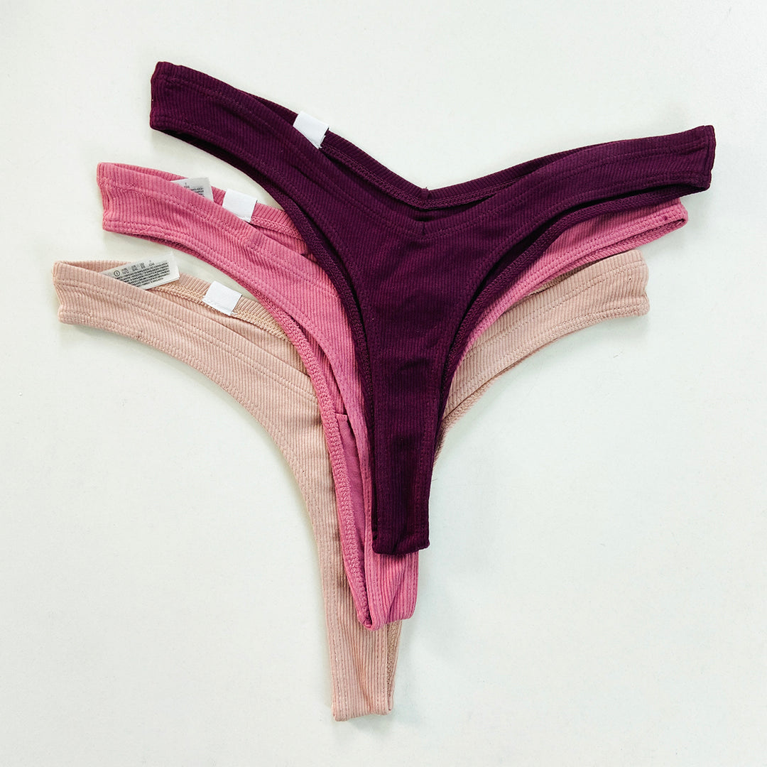 3pk Ribbed Miami Thongs