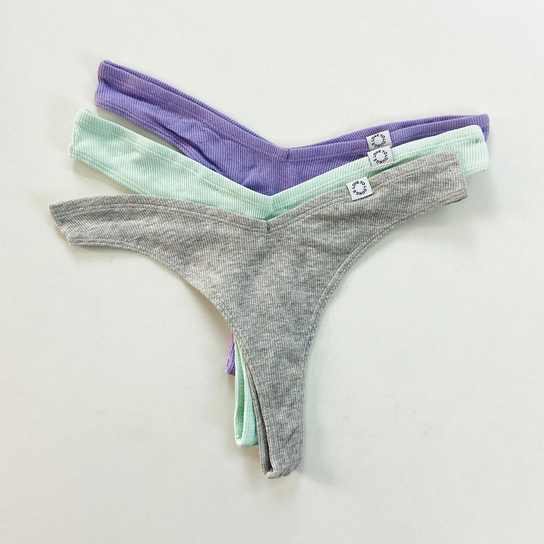 3pk Ribbed Miami Thongs