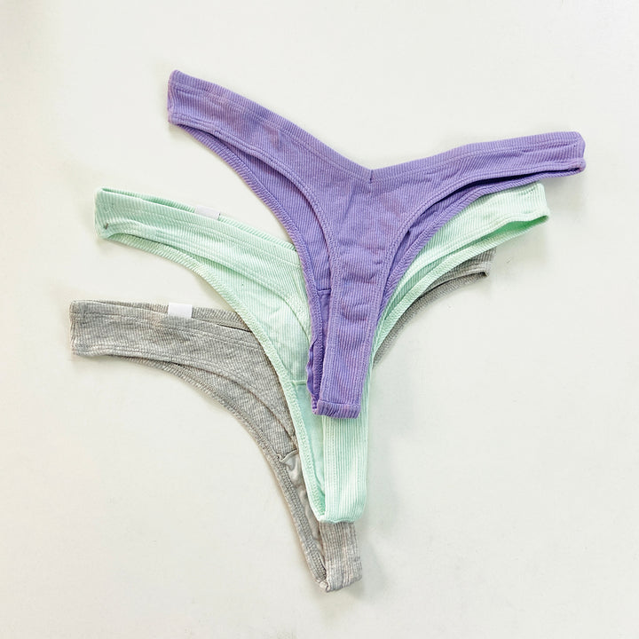 3pk Ribbed Miami Thongs
