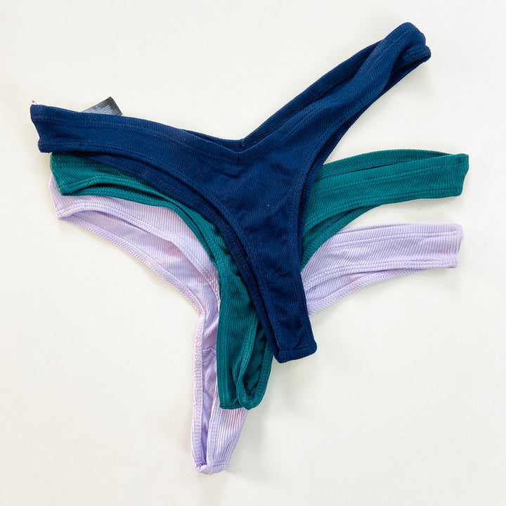 3pk Ribbed Miami Thongs