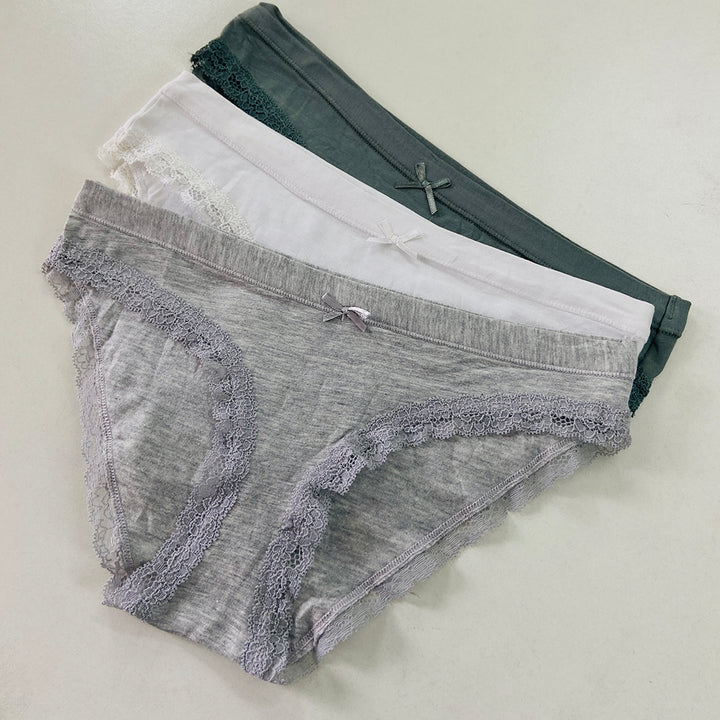 Pack of 3 Ladies Lace Trim Brief Panty