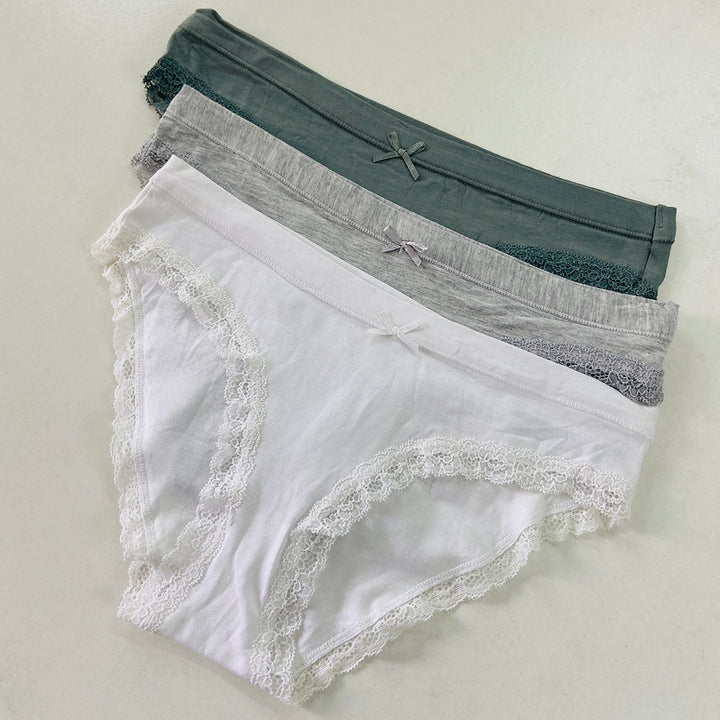 Pack of 3 Ladies Lace Trim Brief Panty