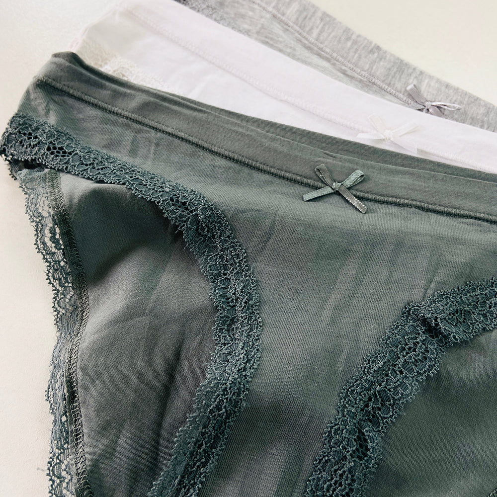 Pack of 3 Ladies Lace Trim Brief Panty
