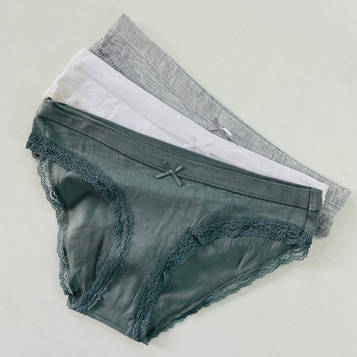 Pack of 3 Ladies Lace Trim Brief Panty