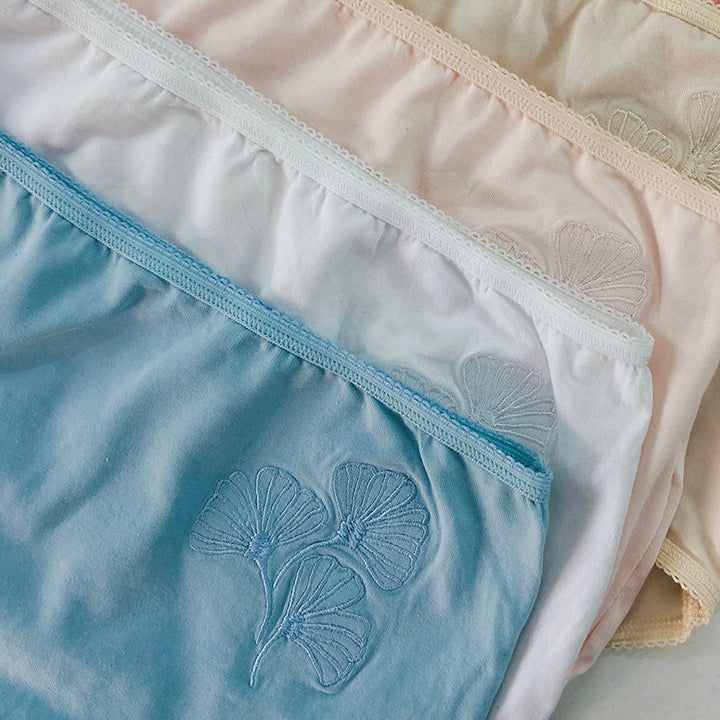 Pack of 4 Ladies Mid Rise Embroidered Cotton Brief Panty