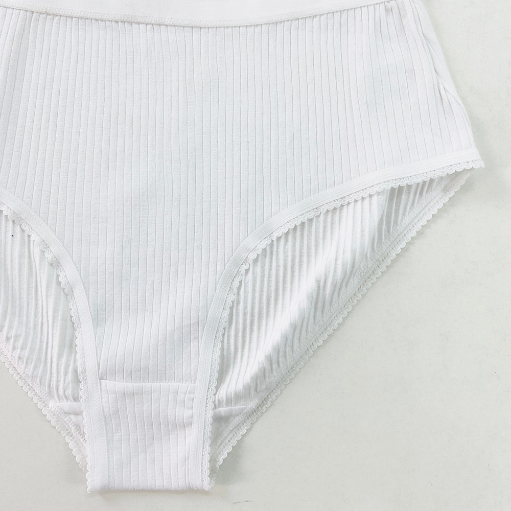 Ladies High Waisted Ribbed Cotton Brief Panty
