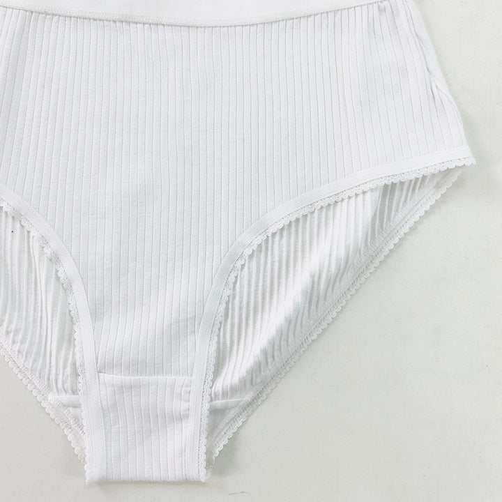 Ladies High Waisted Ribbed Cotton Brief Panty