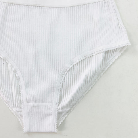 Ladies High Waisted Ribbed Cotton Brief Panty