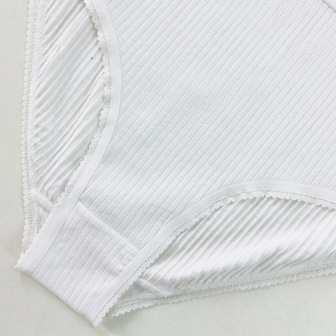 Ladies High Waisted Ribbed Cotton Brief Panty