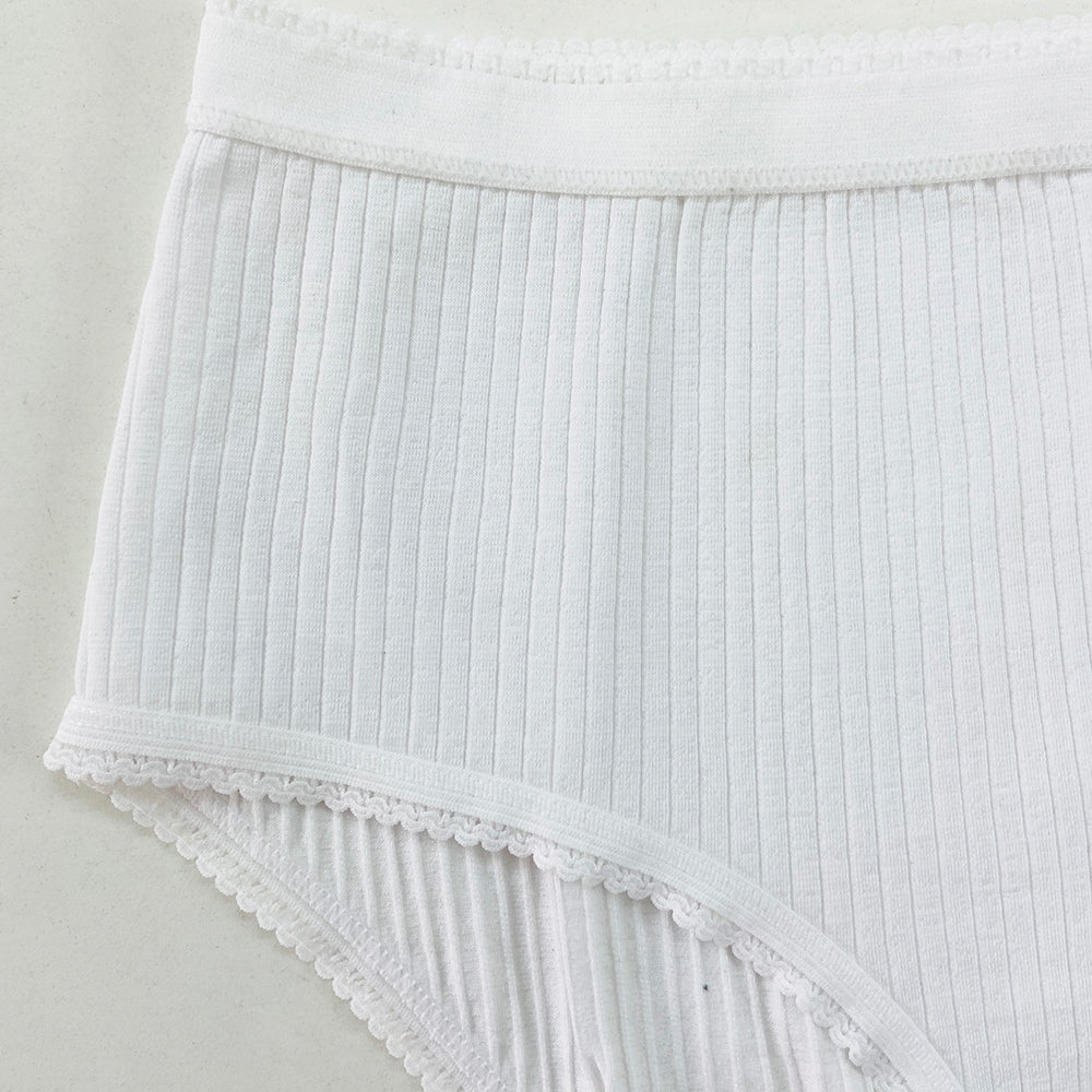 Ladies High Waisted Ribbed Cotton Brief Panty