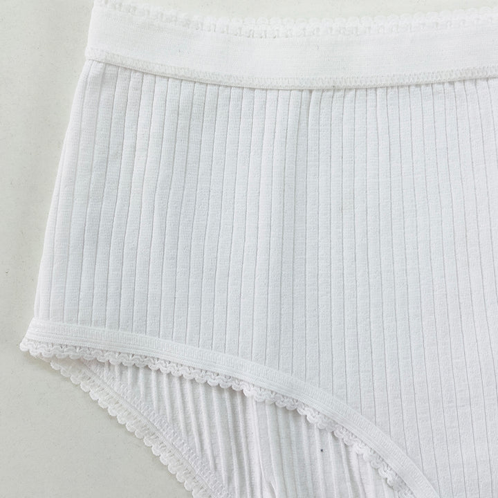 Ladies High Waisted Ribbed Cotton Brief Panty
