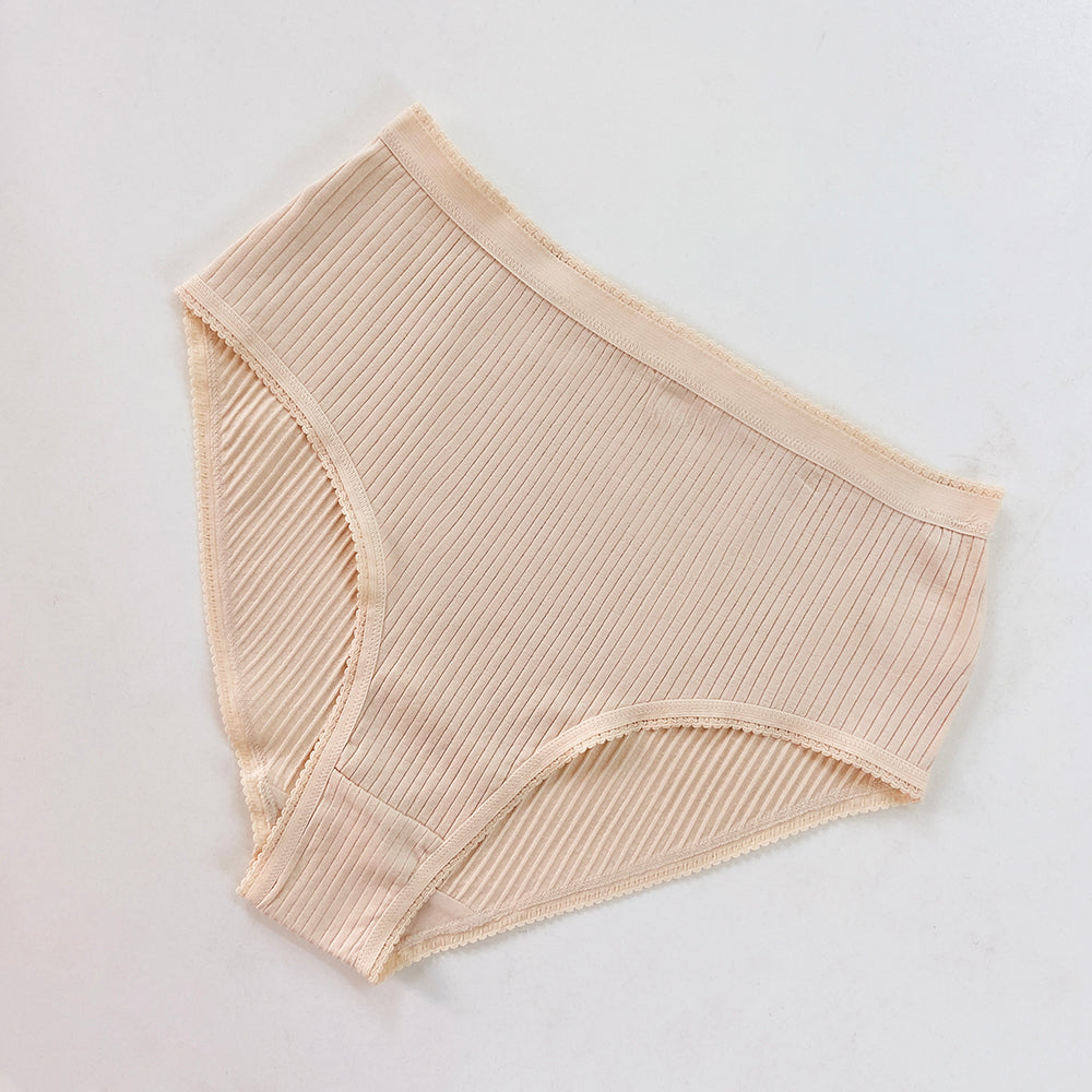 Ladies High Waisted Ribbed Cotton Brief Panty