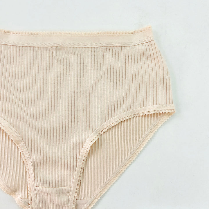 Ladies High Waisted Ribbed Cotton Brief Panty