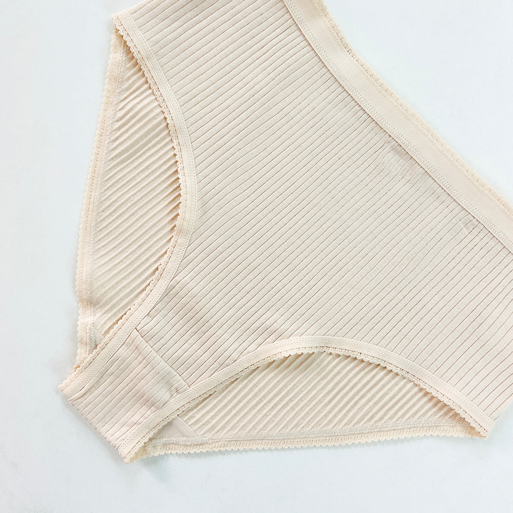 Ladies High Waisted Ribbed Cotton Brief Panty