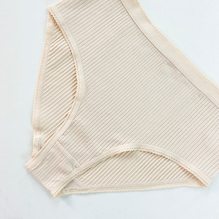 Ladies High Waisted Ribbed Cotton Brief Panty
