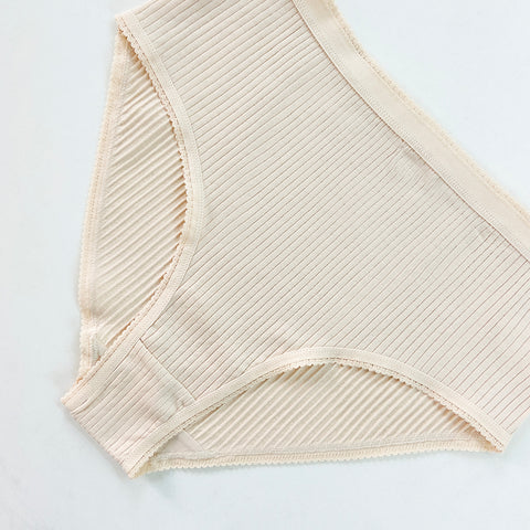 Ladies High Waisted Ribbed Cotton Brief Panty