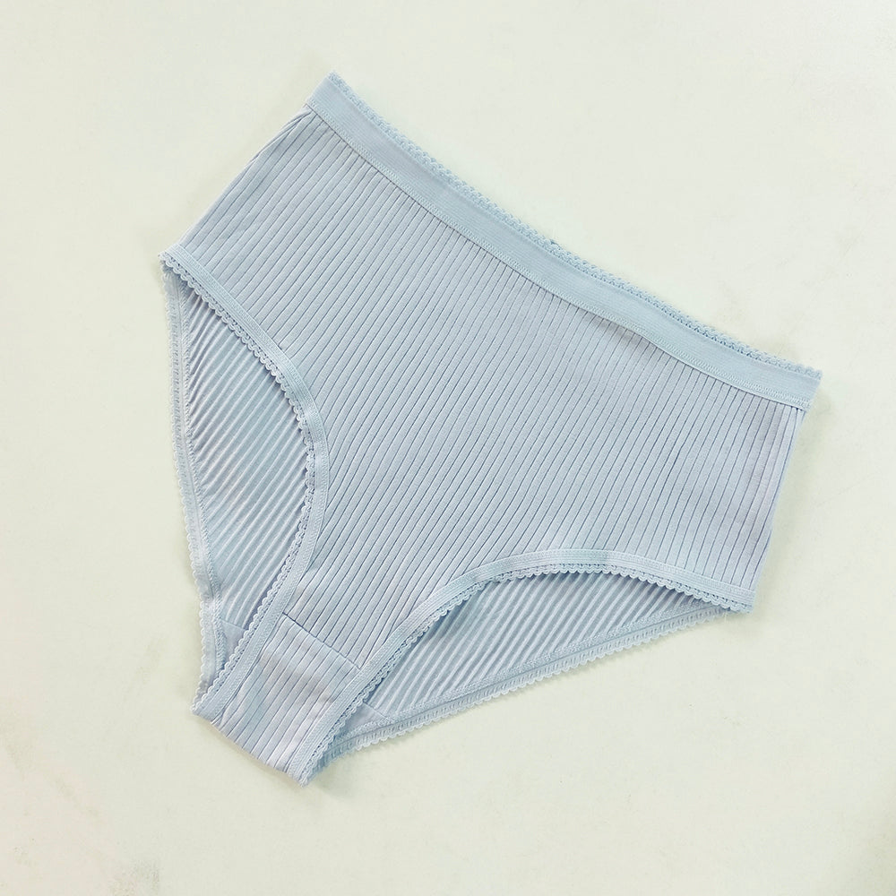 Ladies High Waisted Ribbed Cotton Brief Panty
