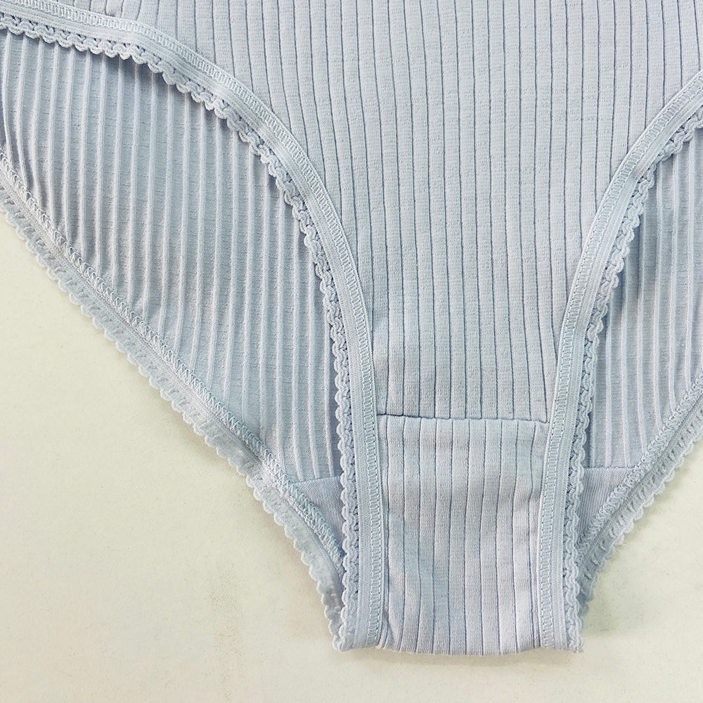 Ladies High Waisted Ribbed Cotton Brief Panty
