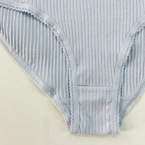 Ladies High Waisted Ribbed Cotton Brief Panty