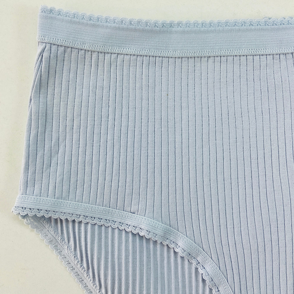 Ladies High Waisted Ribbed Cotton Brief Panty