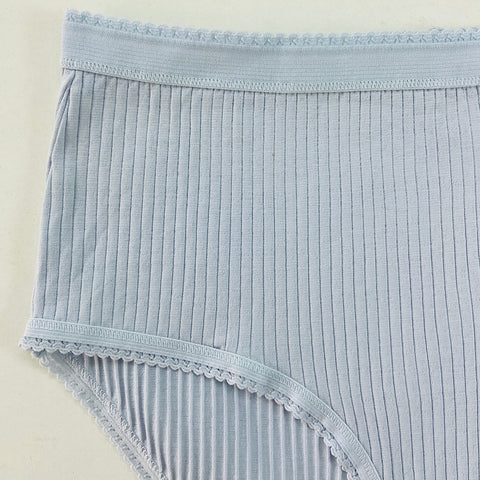 Ladies High Waisted Ribbed Cotton Brief Panty