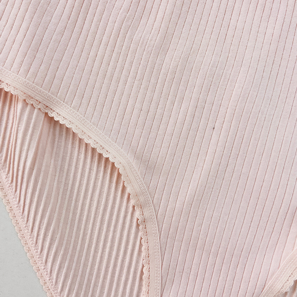 Ladies High Waisted Ribbed Cotton Brief Panty