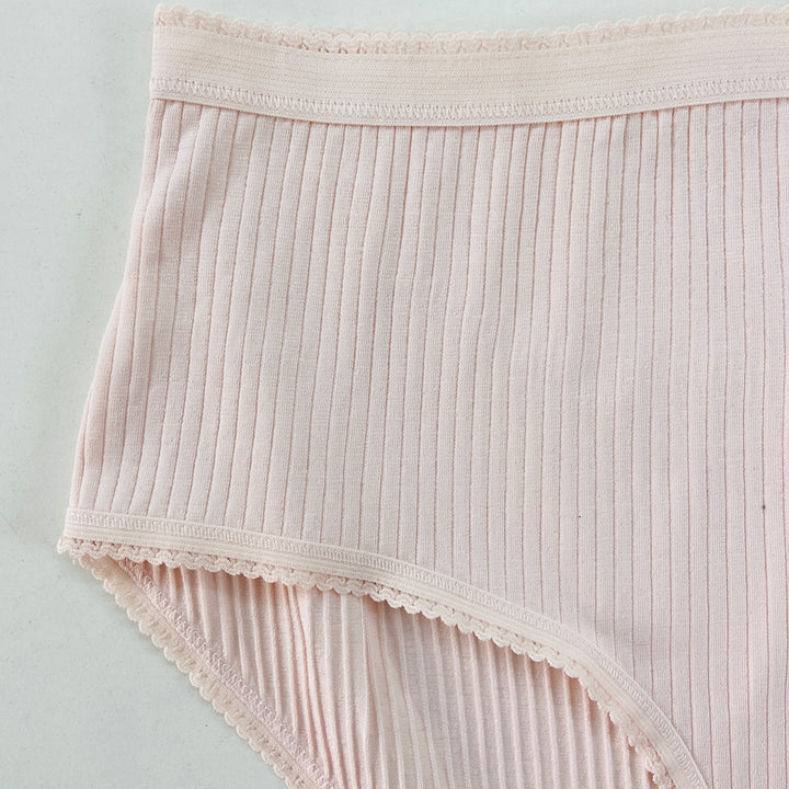 Ladies High Waisted Ribbed Cotton Brief Panty