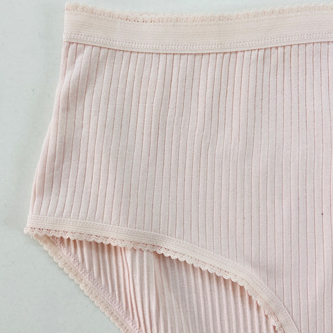 Ladies High Waisted Ribbed Cotton Brief Panty
