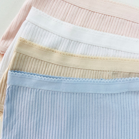 Ladies High Waisted Ribbed Cotton Brief Panty