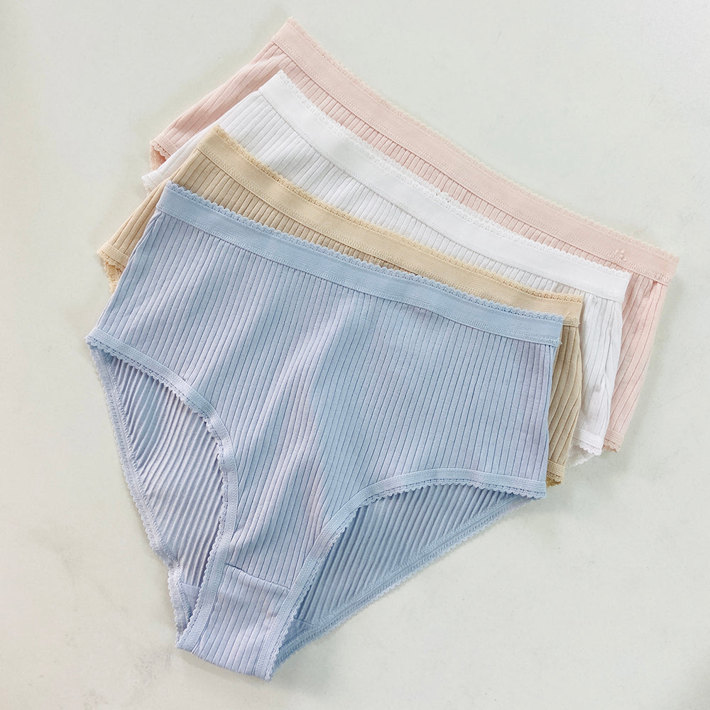 Ladies High Waisted Ribbed Cotton Brief Panty