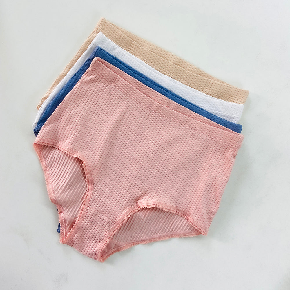 Ladies High Waisted Ribbed Cotton Brief Panty
