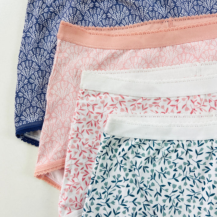 Pack of 4 Ladies High Waisted Full Back Cover Printed Brief Panty