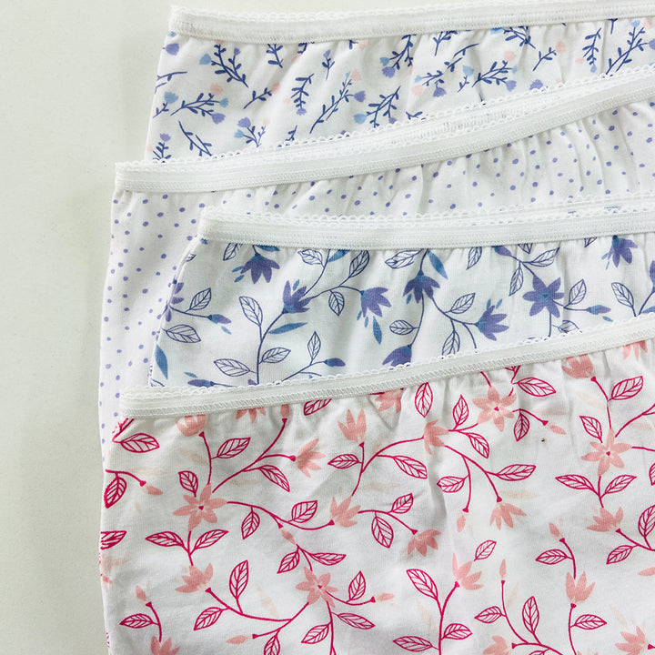 Pack of 4 Ladies High Waisted Full Back Cover Printed Brief Panty