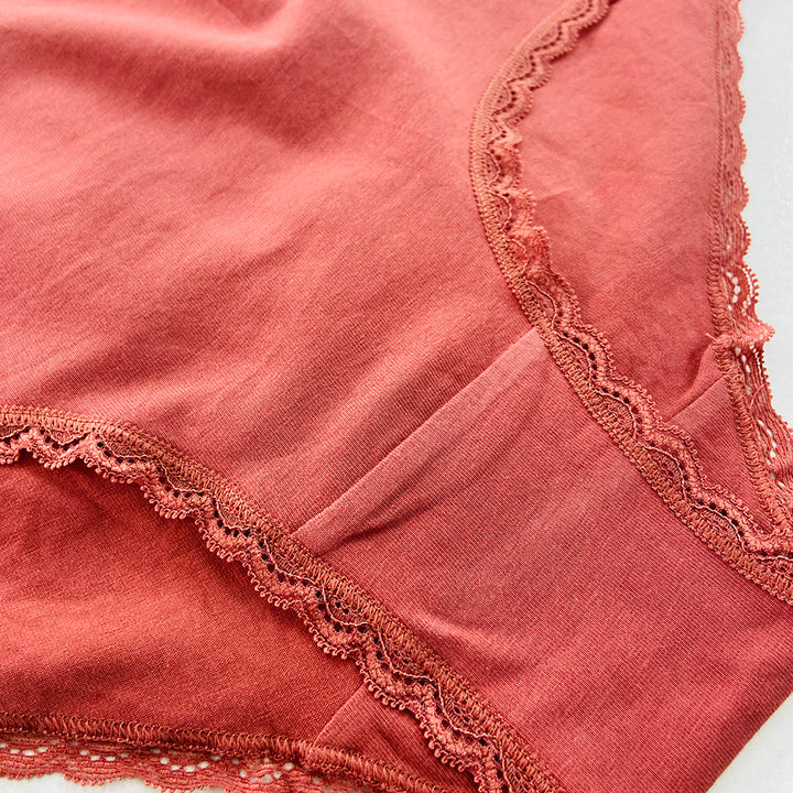 Womens Soft Cotton High-Waist Lace Trim Panty