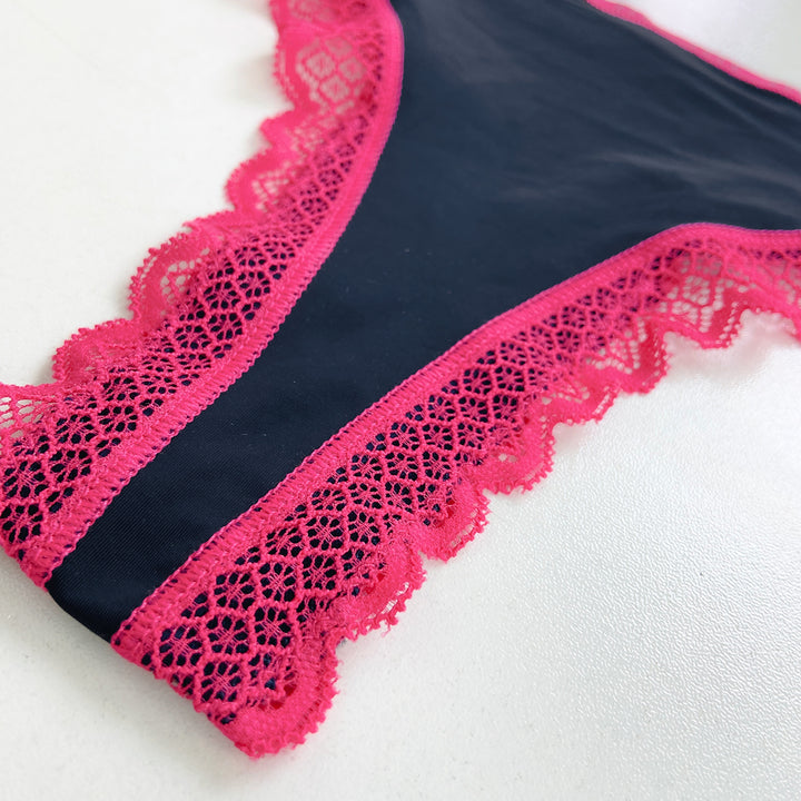 Ladies Mid Rise Microfiber Lace Thong