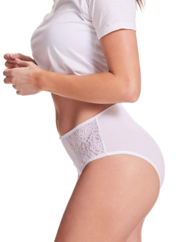 Womens High Waisted Stretch Lace Full Brief Panty